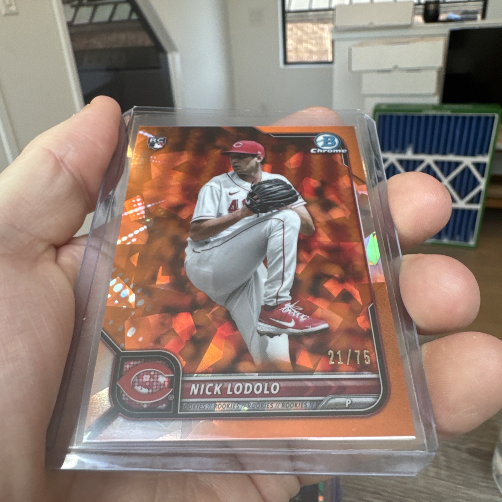 Nick Lodolo 2022 Bowman Chrome Sapphire Orange Refractor Rookie RC #/75 #27