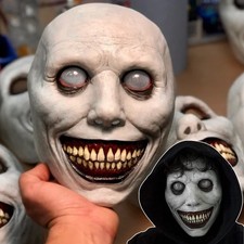 Demon Horror Mask Creepy Smiling Face Skull Halloween Cosplay Costume Party Prop