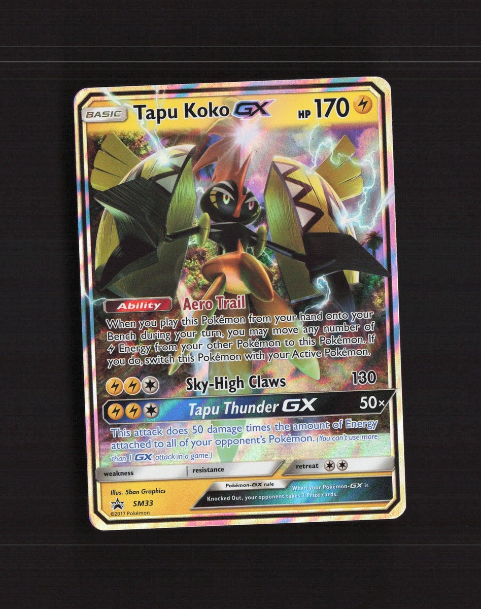Tapu Koko GX SM33 Sun & Moon Black Star Promo Holo Pokemon Card LP