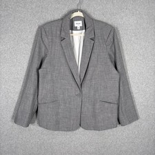 Nine West Blazer XL Gray Stretch Pockets Neutral Minimal Quiet Career Church