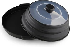 Microwave Splatter Cover with Plate Tray Set Silicone Microwave Food Cover with 