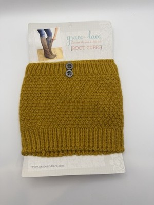 Grace & Lace Pebble Knit Original Boot Cuff-Mustard-New