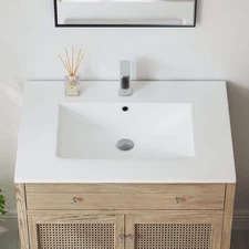 Eridanus Dayton 31"x22" Vitreous China Vanity Top White Single Faucet Hole Sink