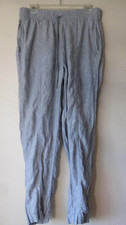 Athleta Linen Pants Medium Tall Retreat Hi Rise Ankle Drawstring Elastic Waist