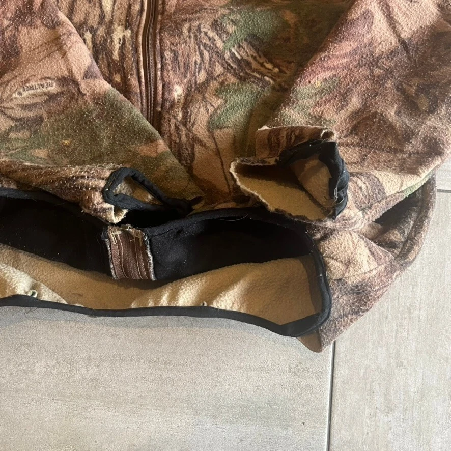 Vintage Stearns Camouflage Fleece Full Zip Jacket Polyester Large - product detail image 6