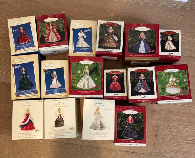 Hallmark Keepsake Barbie Ornaments NIB Holiday 1993-1998 & Celebration 2000-2008