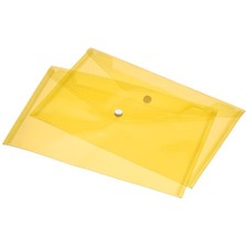 12 x File Folders A4 Clear Envelopes Document Organizer with Snap Button Yellow