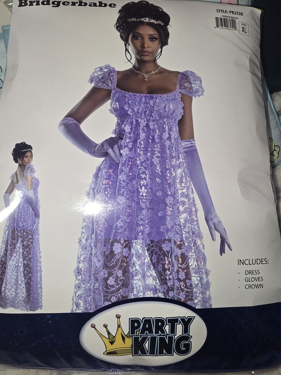 open lace back dress Bridgerton Daphne Purple Dress with Gauze
