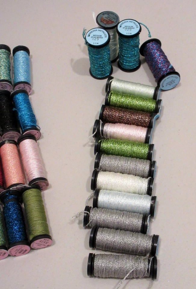 Lot of 86 Misc KREINIK Metallic Thread-#4,#8,#12,#16,Bldg Filament & 1/16 Ribbon - Image 3 of 4