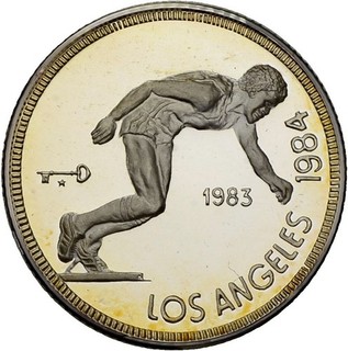 PRAGER: Karibik 5 Pesos 1983 Läufer Silber [1659]#k