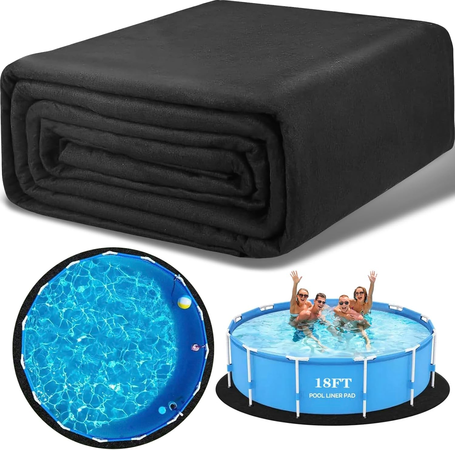 340G/M² Thick 18 Ft Round Pool Liner Pad for Above Ground Pools Heavy Duty