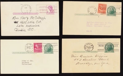 Lot 4 Entiers Postaux US Anciens New York Atlanta 1947-1951 Histoire Postale - Photo 1/2
