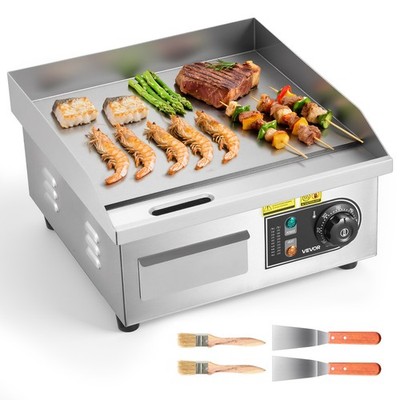 VEVOR 14'' Commercial Electric Griddle Countertop Flat Top Grill 1750W 122-570°F