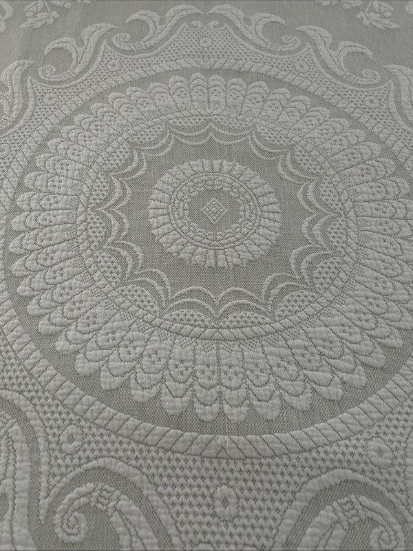 Vintage Bates Queen Elizabeth  Bedspread light  Green with Fringe 74"x110"
