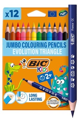 BIC Kids Evolution Triangle Coloured Pencils, Colouring Pencils Ideal for Small 