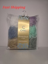 Chic by Chloe 6 Pack Muli-Colored Exfoliating Shower Jumbo Poufs