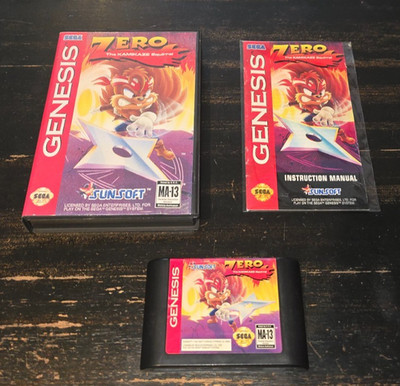 Zero the Kamikaze Squirrel Sega Genesis Complete CIB Hangtab Case Cart Manual VG