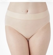 Wacoal At Ease Hi-Cut Brief Women's Sand Solid Elastic Waist Pull On M Daywear