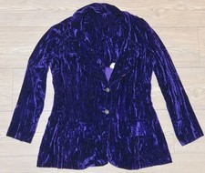 Vintage Womens Crushed Velvet Velour Blazer Jacket Size 13 Ornate Buttons Flaw 
