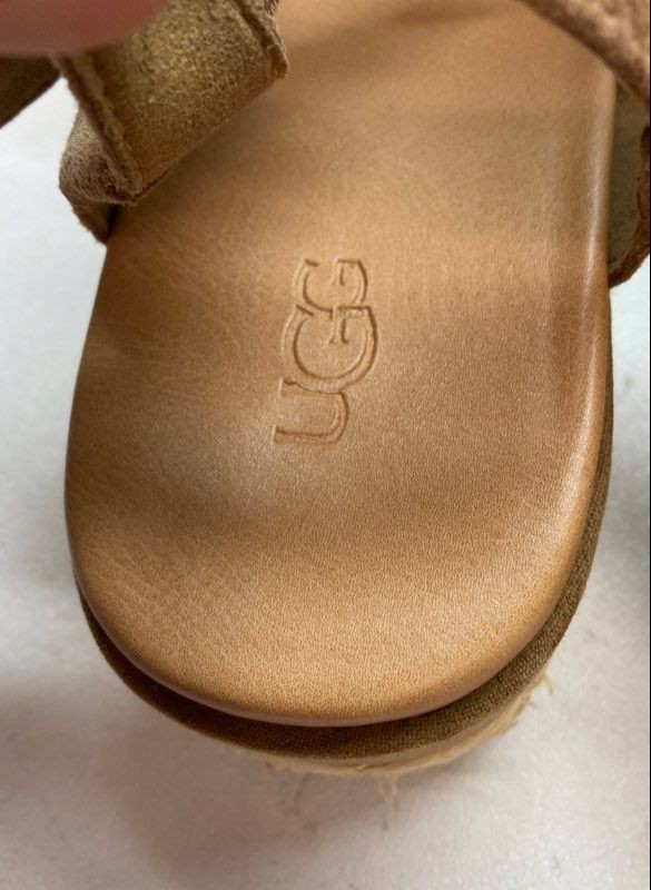 UGG Eugenia Chestnut Suede Platform Espadrille Sa… - image 5