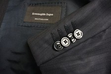 Ermenegildo Zegna Multiseason Milano Wool Blue Jacquard Striped Sport Coat 42S