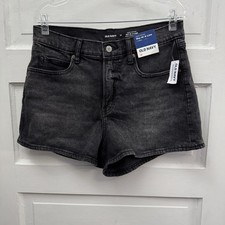 High Rise A-Line Denim Shorts Old Navy Women  s Size 12 Black NWT