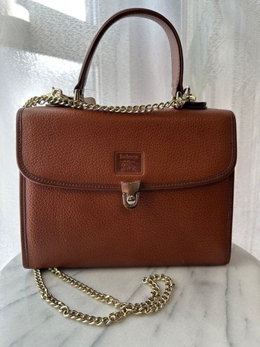BURBERRY Nova Check Leather Shoulder Bag Brown 2Way Crossbody Authentic