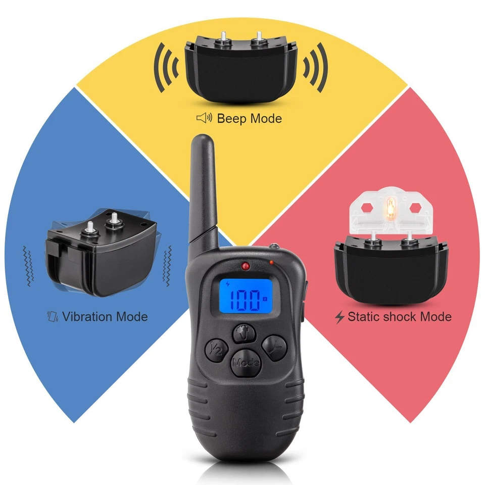 Collar de entrenamiento de choque para perros sin ladridos control remoto/batería impermeable recargable Foto 3 de 4