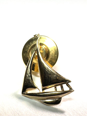 Vintage B.A.B. 14k Yellow Gold Sailboat Tie Tack Pin .90 Grams