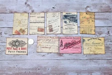 9~Vintage Style~Ephemera~French Documents~Junk Journal~Linen Cardstock~Cards
