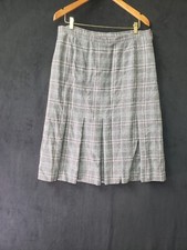 Vtg Pendleton Skirt Sz 33 Waist 36 Red Gray Plaid Virgin Wool Pleated Midi USA