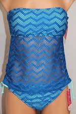 NWT Hula Honey Swimsuit Bikini Tankini 2pc set Sz S Crochet Strapless