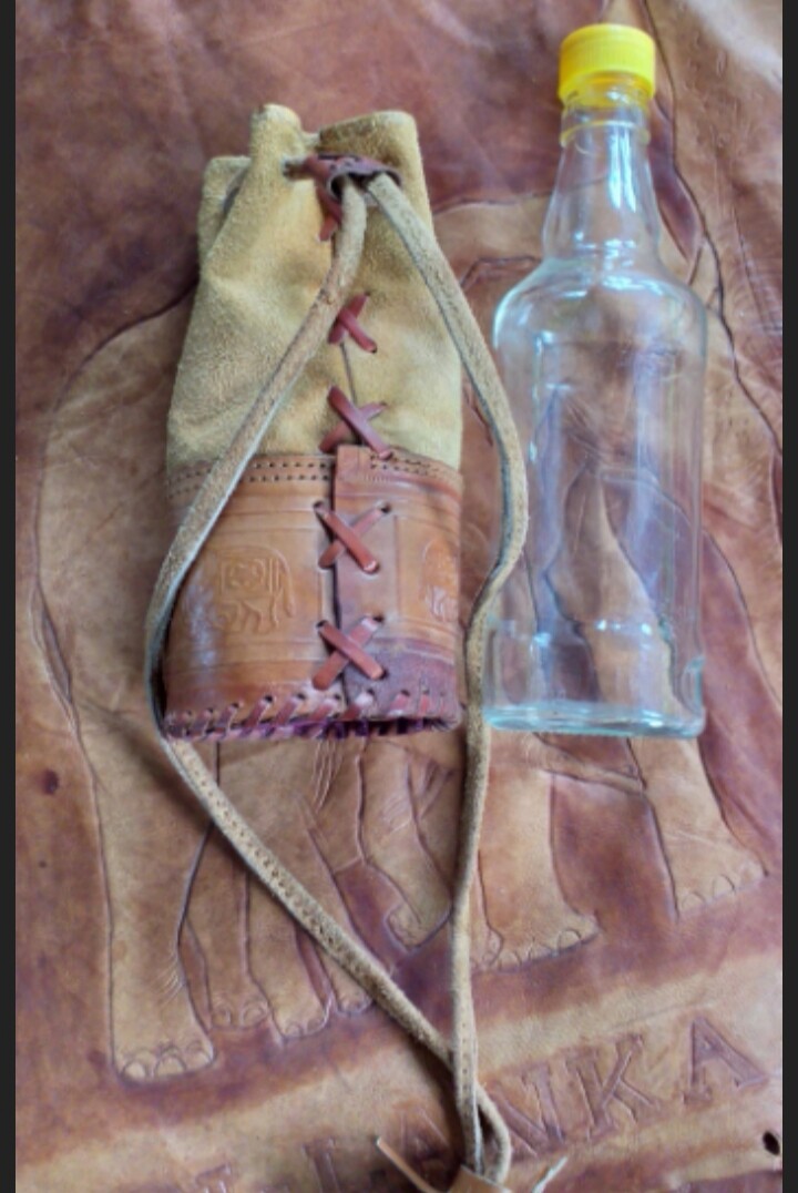Leather water bottle carrier Water bottle holder cup carrier