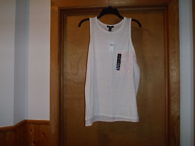 Sleeveless 1 pockets T-Shirt GAP size ,LG, White and Light Pink floral NWT