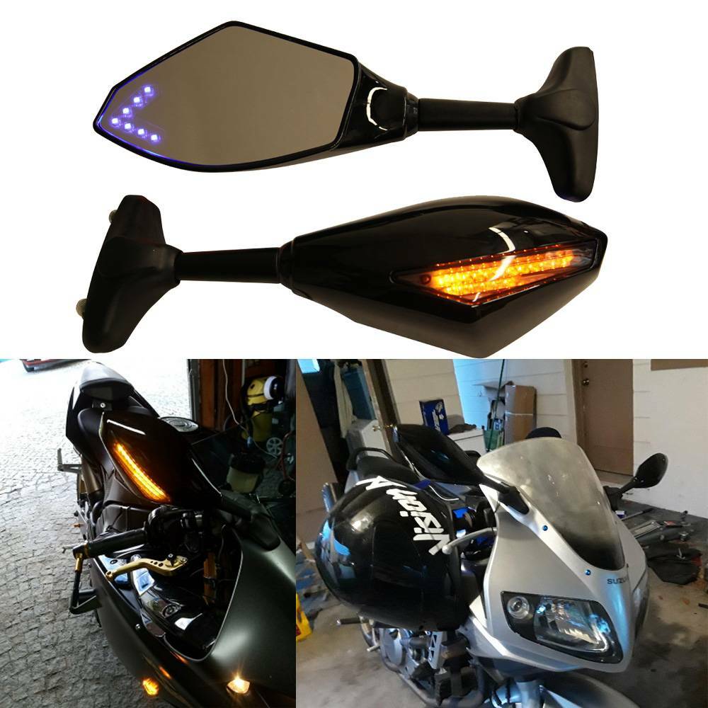 Motorcycle LED Turn Signals Side Mirrors For Yamaha FZ1 FZR YZF