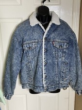 Vintage 1980's Levi's Denim Sherpa Fur Lined Trucker Jean Jacket Women's XLarge