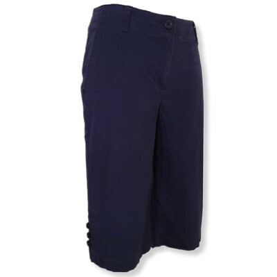 Classic Elements Womens 4P Bermuda Shorts Navy Blue Flat Front Stretch Mid-Rise