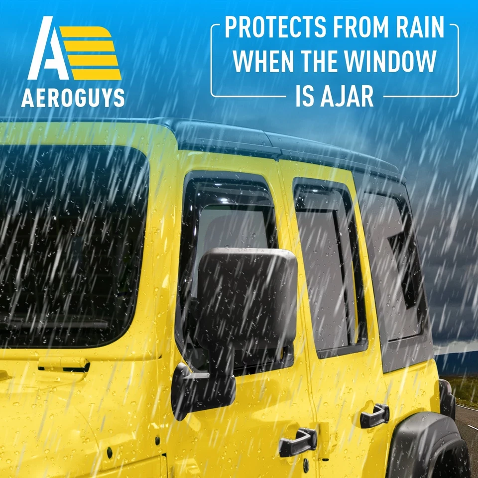 Protectores de lluvia viseras de ventilación para Jeep Wrangler JK 2007-2018 Foto 3 de 4