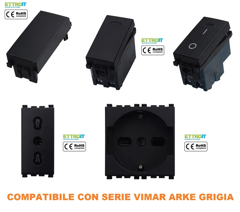 ETTROIT SERIE VIMAR ARKE COMPATIBILE FRUTTI PRESA SCHUKO PULSANTE INTERRUTTORE USB TV