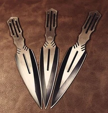 3 PC 8" Kunai Sharp Stainless Steel Throwing Knife Set w/Sheath