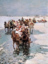 winter holiday horses by A.Kowalski Tile Mural Kitchen Backsplash Marble Ceramic