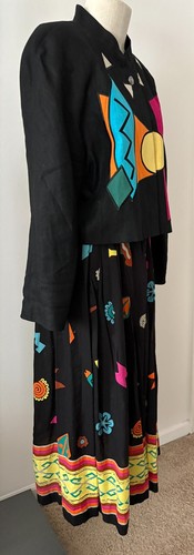 LAUREL by ESCADA VINTAGE 80'S LNEN JACKET AND CULOTTE SKIRT ~ 12 US ~ FAB RETRO - Picture 7 of 22