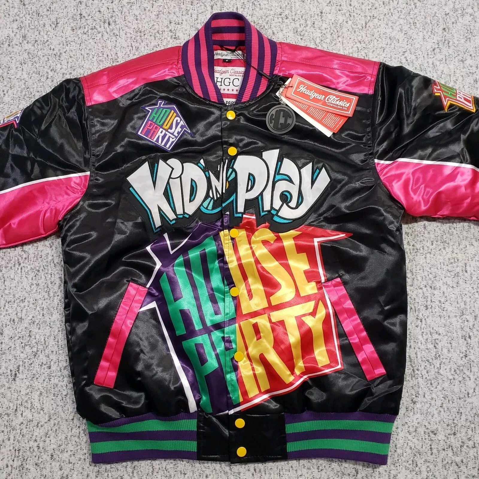 NWT Kid n Play House Party Satin Jacket Mens Medium Black Headgear Classics - product detail image 4