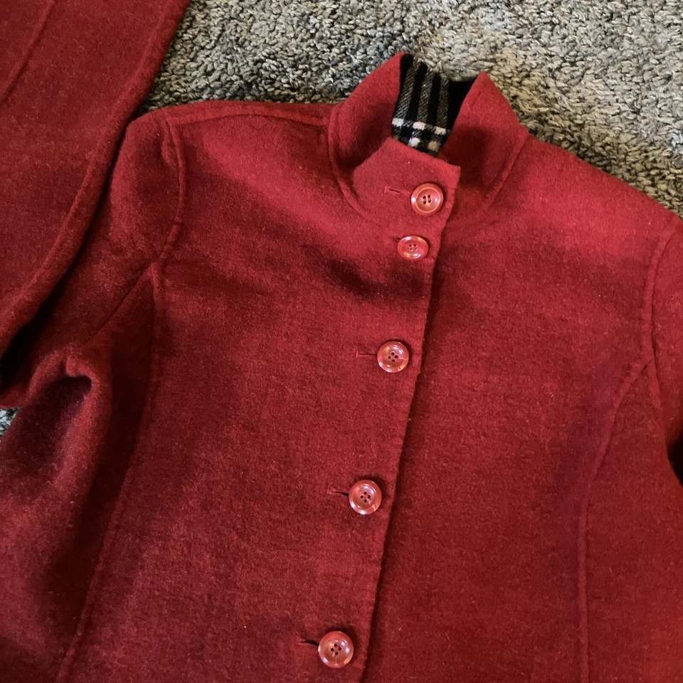 Chaqueta Abrigo Blazer Charter Club Abotonada Lana Nylon Rojo Manga Larga Mujer Grande Foto 3 de 4