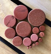 PAIR Gold Sandstone Organic Stone Plugs Gauges - 8g (3mm) up to 38mm (1.5")