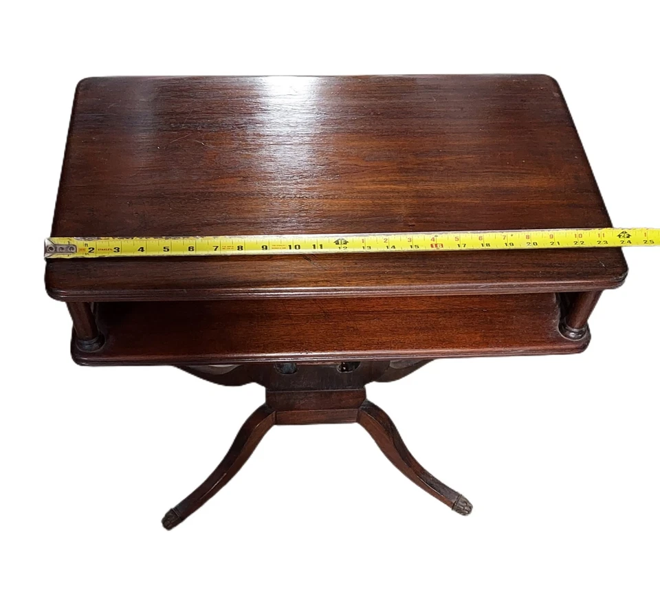 Duncan Phyfe Madera Lira Arpa Lateral/Mesa de Acento - Pies de Garra de Latón (JUEGO 2) Foto 4 de 4