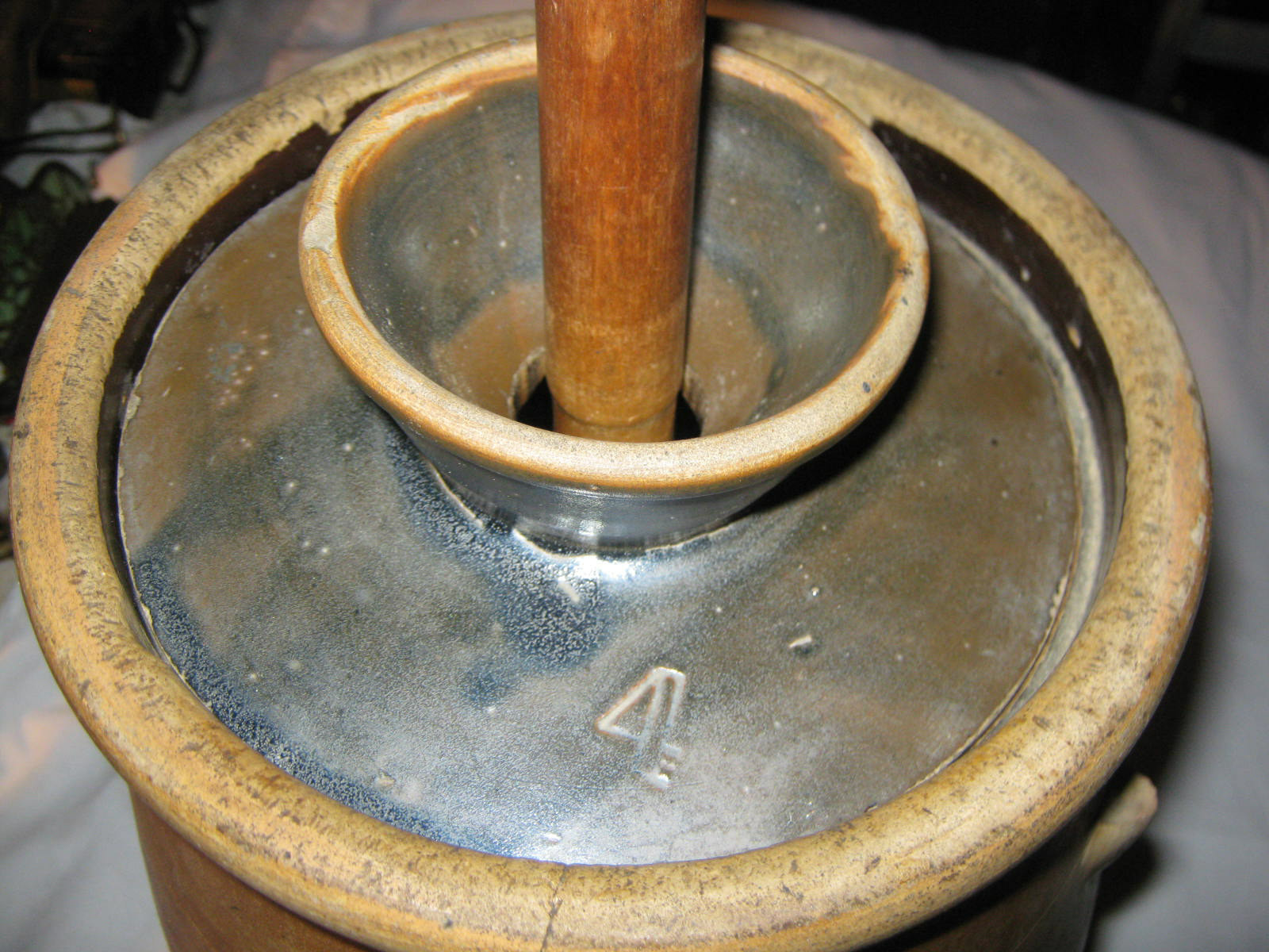 ANTIQUE PRIMITIVE USA BURLINGTON VERMONT WOODWORTH STONEWARE BUTTER