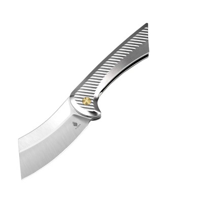 Kizer Dawn Folding Knife Silver Titanium Handle S35VN Sheepsfoot Plain Ki3673A2