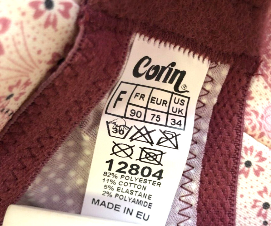 Corin Bra 34F Pink/Brown Plunge Underwired Padded Floral Print Madi 12804 BNWT image 7