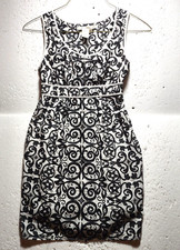 Max Studio Dress Womens Small Mini White Black Paisley Pull On Sleeveless Casual